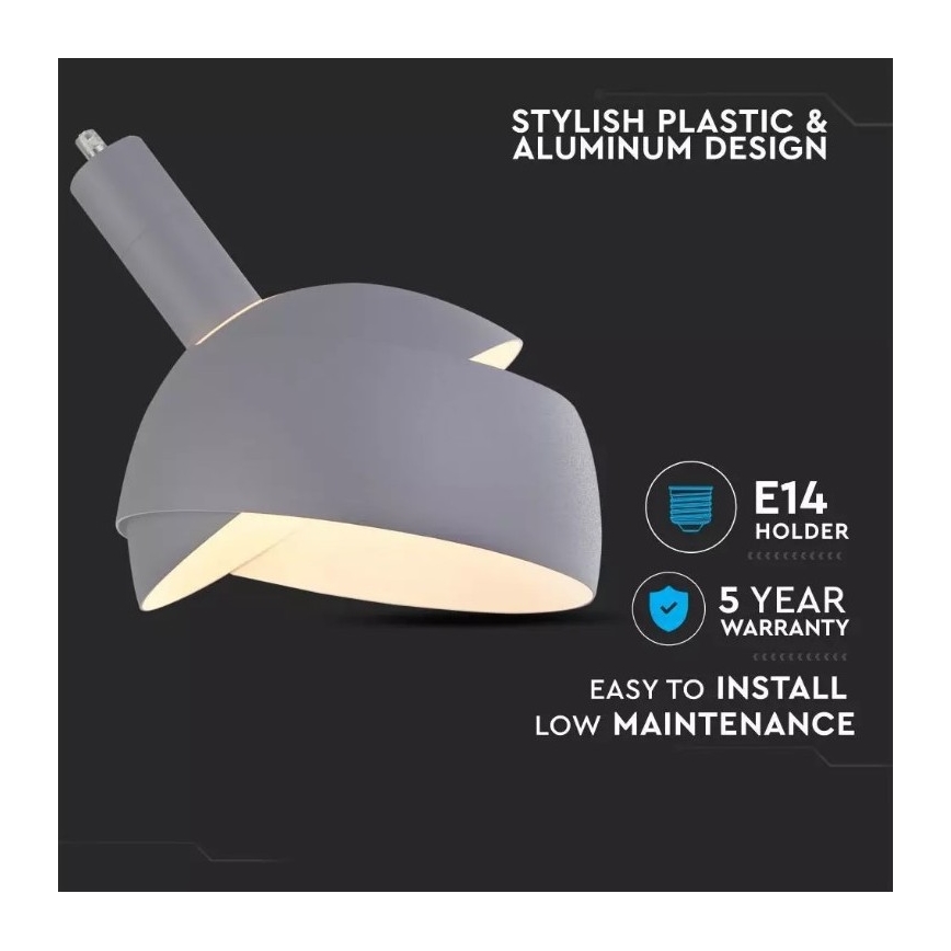 Lampadario su corda 1xE14/60W/230V grigio
