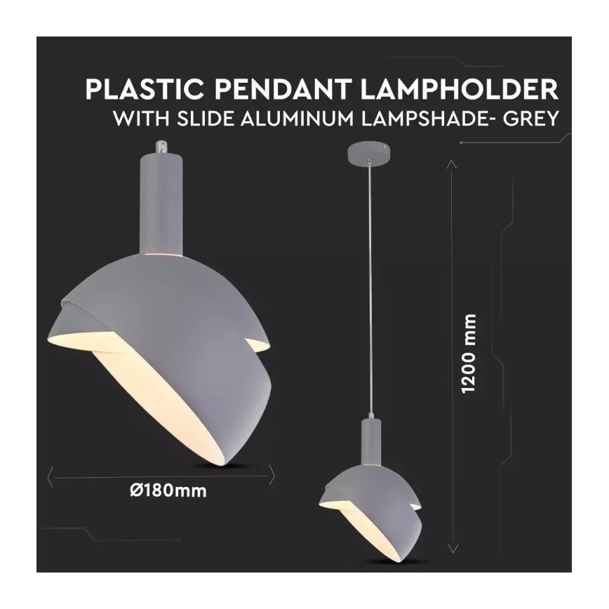 Lampadario su corda 1xE14/60W/230V grigio