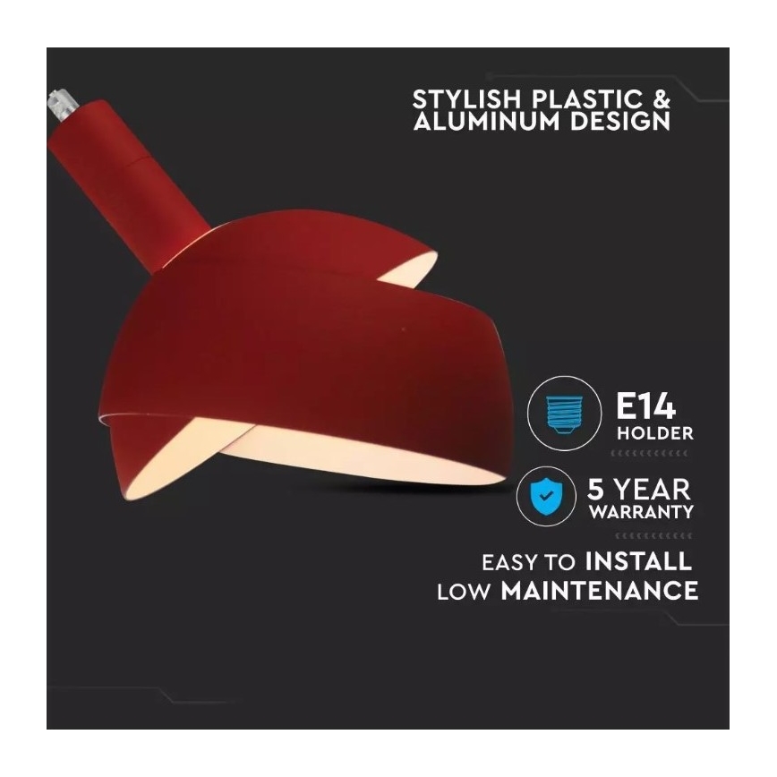 Lampadario su corda 1xE14/60W/230V rosso