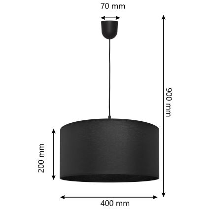 Lampadario su corda ALBA 1xE27/15W/230V d. 40 cm nero