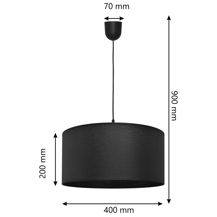 Lampadario su corda ALBA 1xE27/15W/230V d. 40 cm nero