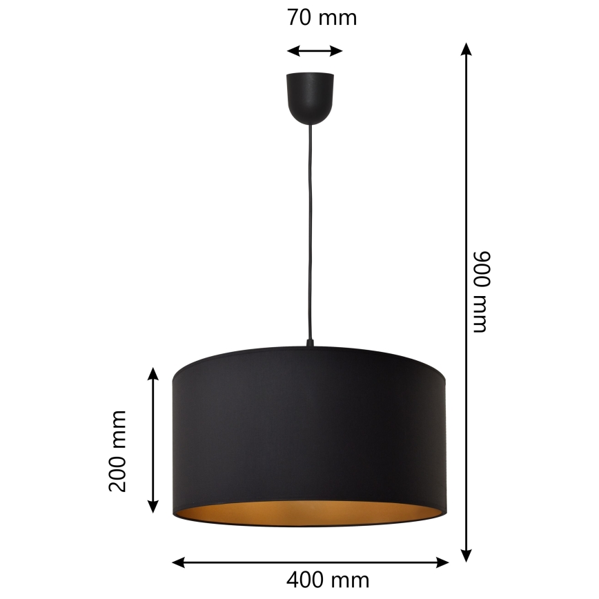 Lampadario su corda ALBA 1xE27/15W/230V d. 40 cm nero/oro