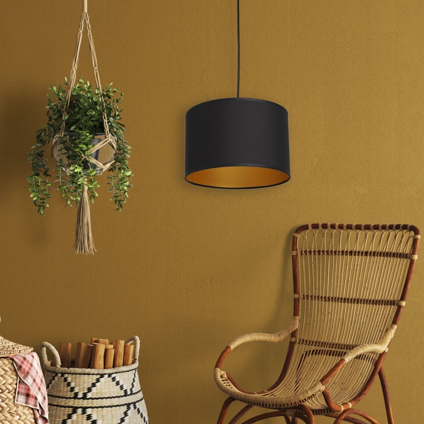 Lampadario su corda  ARDEN 1xE27/60W/230V d. 25 cm nero/dorato