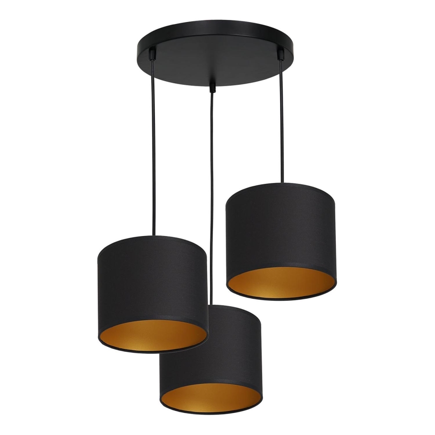 Lampadario su corda ARDEN 3xE27/60W/230V nero/oro