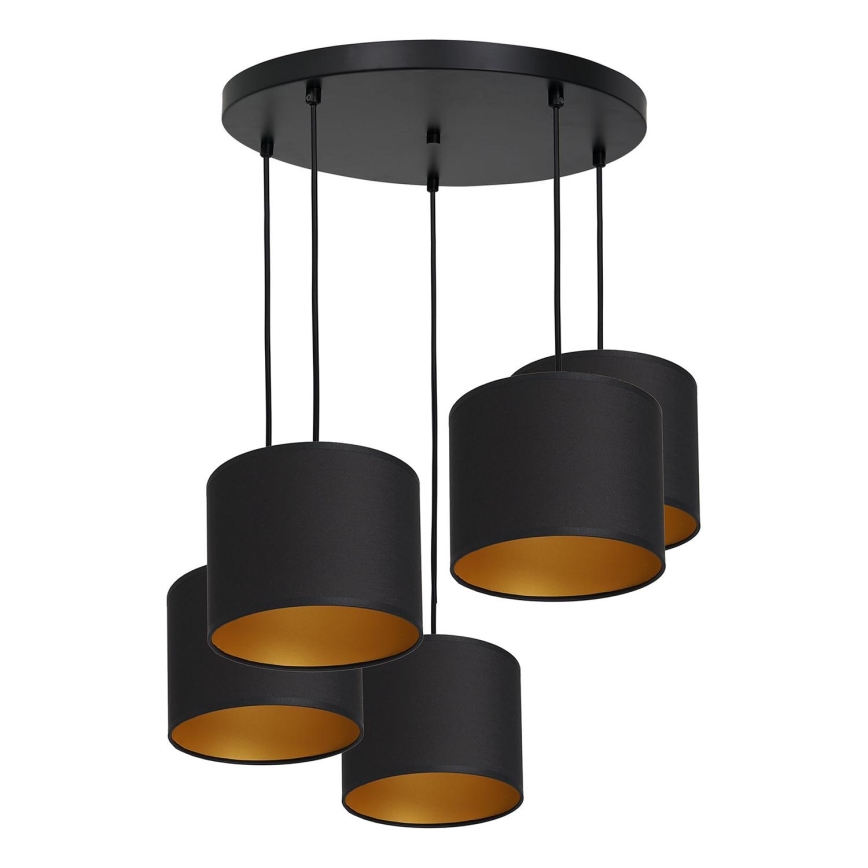 Lampadario su corda ARDEN 5xE27/60W/230V nero/oro