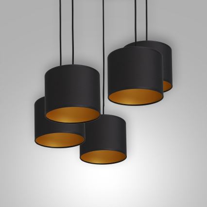 Lampadario su corda ARDEN 5xE27/60W/230V nero/oro