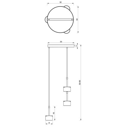 Lampadario su corda ARENA 3xGX53/11W/230V bianco/oro