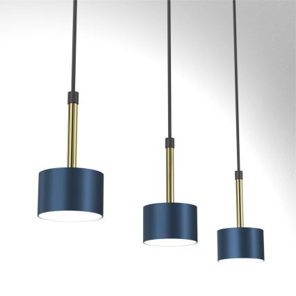 Lampadario su corda ARENA 3xGX53/11W/230V blu/dorato