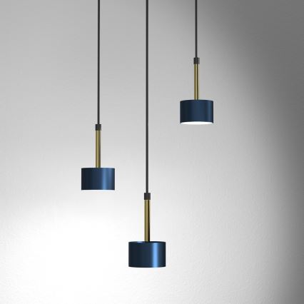 Lampadario su corda ARENA 3xGX53/11W/230V blu/dorato