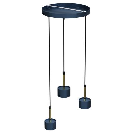 Lampadario su corda ARENA 3xGX53/11W/230V blu/dorato