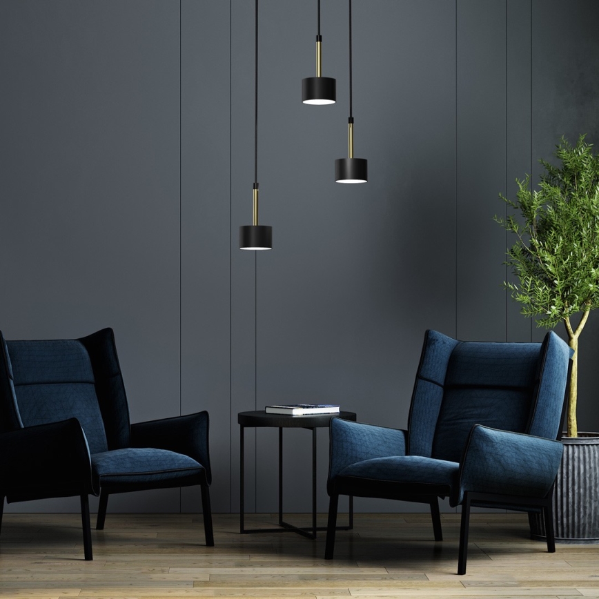 Lampadario su corda ARENA 3xGX53/11W/230V nero/oro