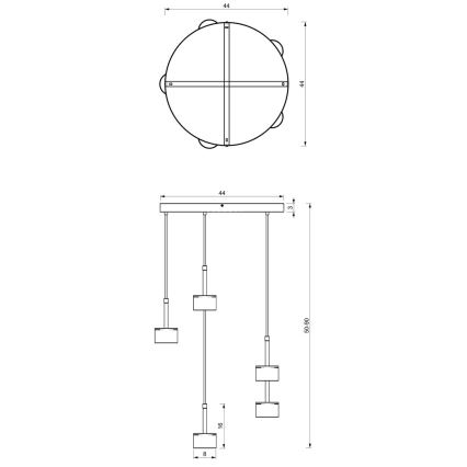 Lampadario su corda ARENA 5xGX53/11W/230V bianco/oro