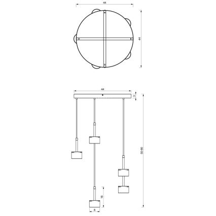 Lampadario su corda ARENA 5xGX53/11W/230V nero/oro