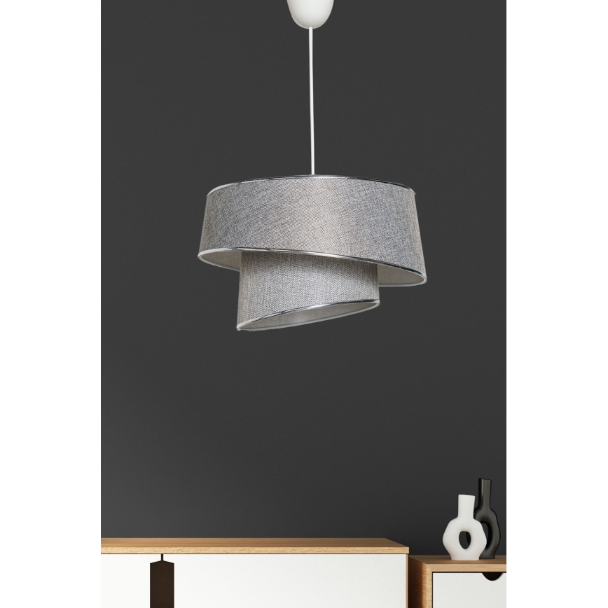 Lampadario su corda BARETTE 1xE27/60W/230V argento/cromo lucido