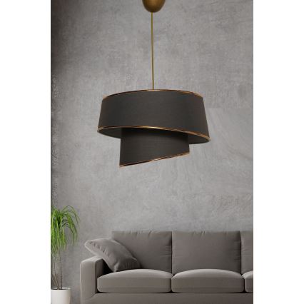 Lampadario su corda BARETTE 1xE27/60W/230V nero/rame