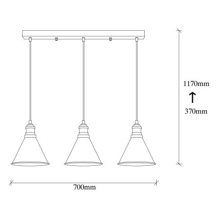 Lampadario su corda BERCESTE 3xE27/40W/230V