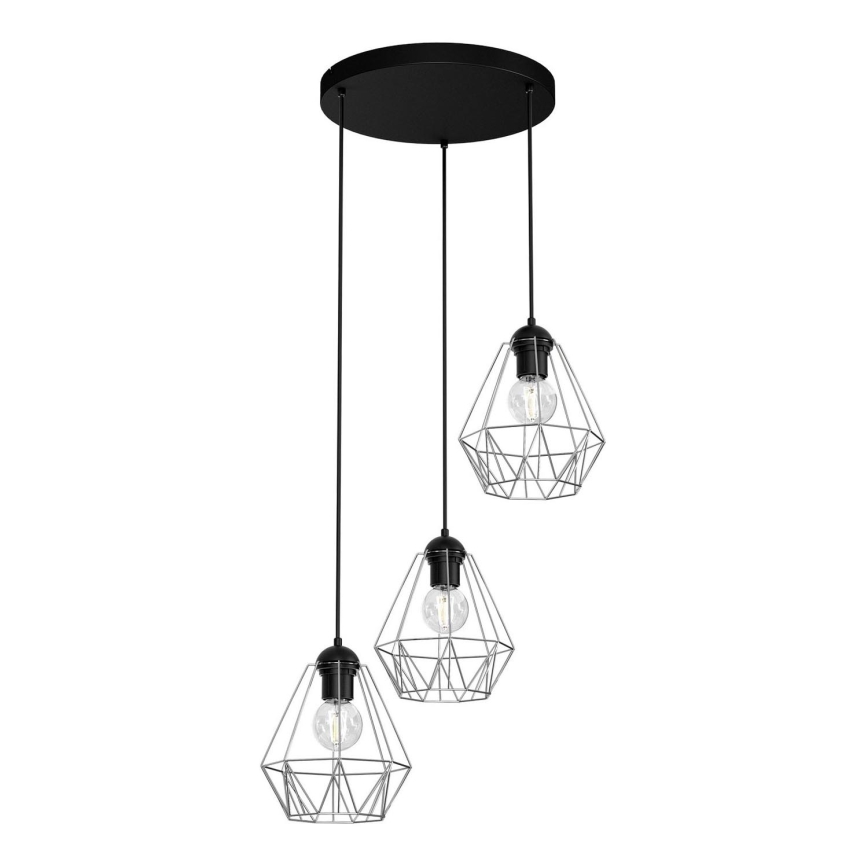 Lampadario su corda   BERGEN 3xE27/60W/230V nero/cromato lucido