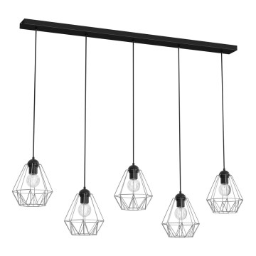 Lampadario su corda BERGEN 5xE27/60W/230V nero/cromo lucido