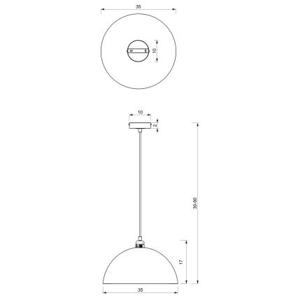 Lampadario su corda BETA 1xE27/60W/230V d. 35 cm nero