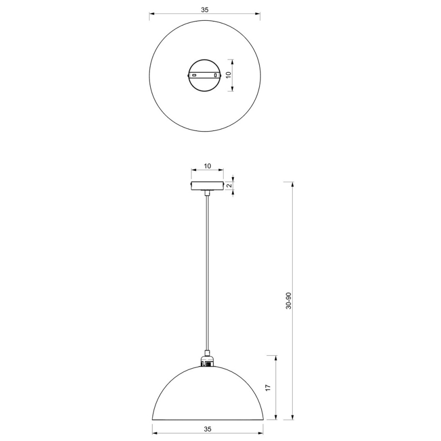 Lampadario su corda BETA 1xE27/60W/230V d. 35 cm nero