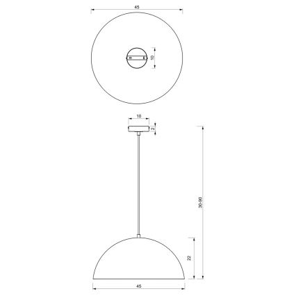 Lampadario su corda BETA 1xE27/60W/230V d. 45 cm bianco