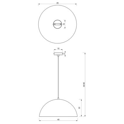 Lampadario su corda BETA 1xE27/60W/230V d. 45 cm nero