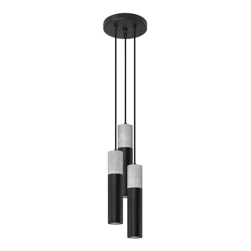 Lampadario su corda BORGIO 3xGU10/40W/230V cemento/metallo nero