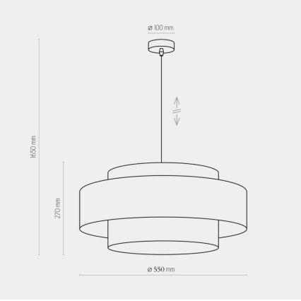 Lampadario su corda CALISTO 1xE27/25W/230V oro/nero