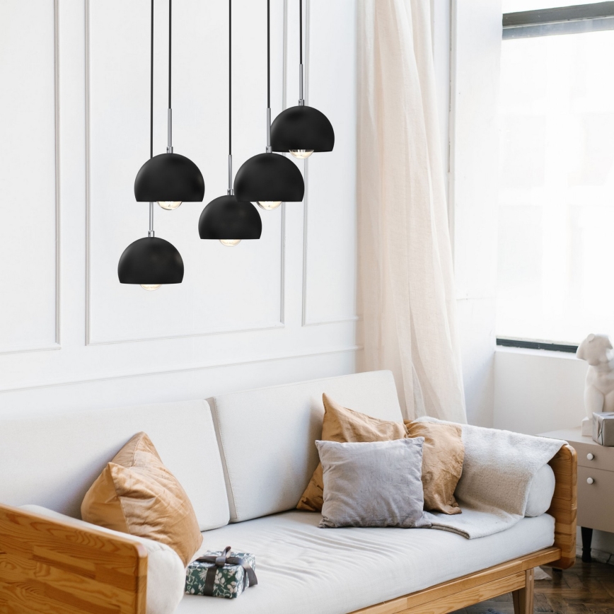 Lampadario su corda  COOL 5xE27/60W/230V nero