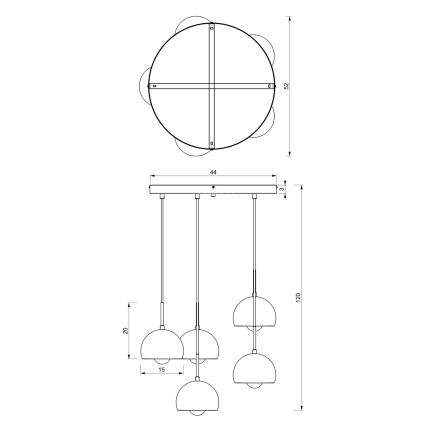 Lampadario su corda  COOL 5xE27/60W/230V nero