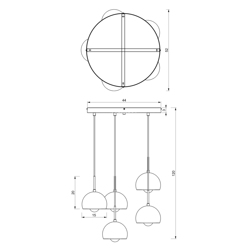 Lampadario su corda  COOL 5xE27/60W/230V nero