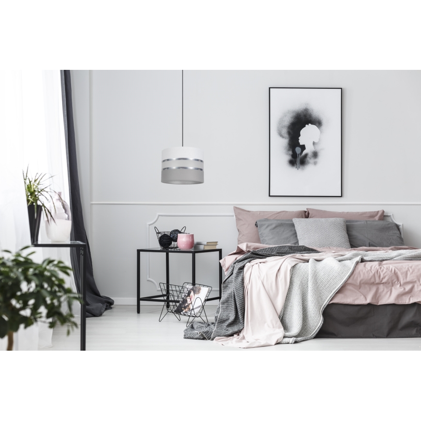 Lampadario su corda CORAL 1xE27/60W/230V d. 20 cm  bianco/grigio