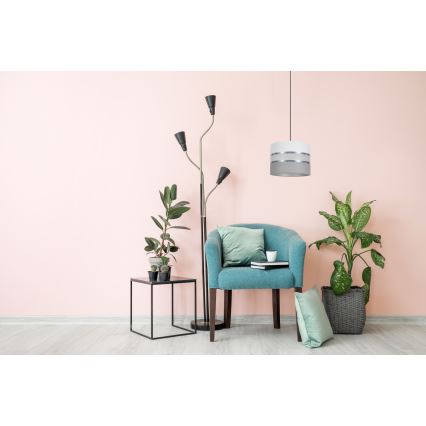 Lampadario su corda CORAL 1xE27/60W/230V d. 20 cm  bianco/grigio
