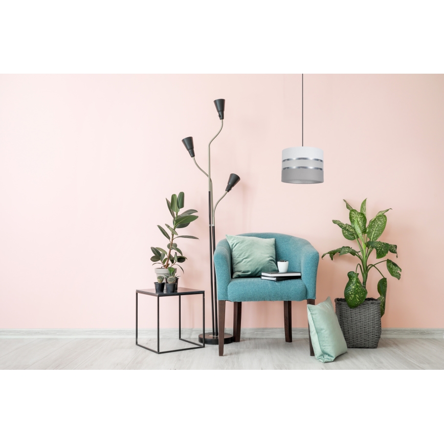 Lampadario su corda CORAL 1xE27/60W/230V d. 20 cm  bianco/grigio