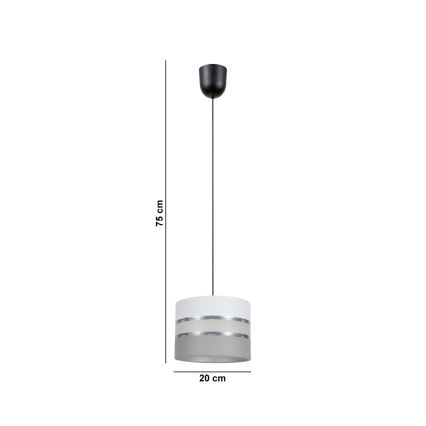Lampadario su corda CORAL 1xE27/60W/230V d. 20 cm  bianco/grigio