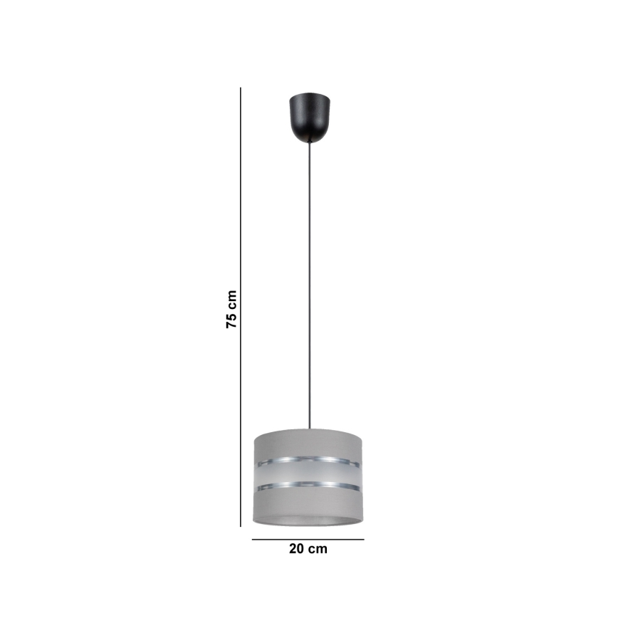 Lampadario su corda CORAL 1xE27/60W/230V d. 20 cm grigio