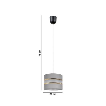 Lampadario su corda CORAL 1xE27/60W/230V d. 20 cm grigio