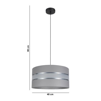 Lampadario su corda CORAL 1xE27/60W/230V d. 40 cm grigio