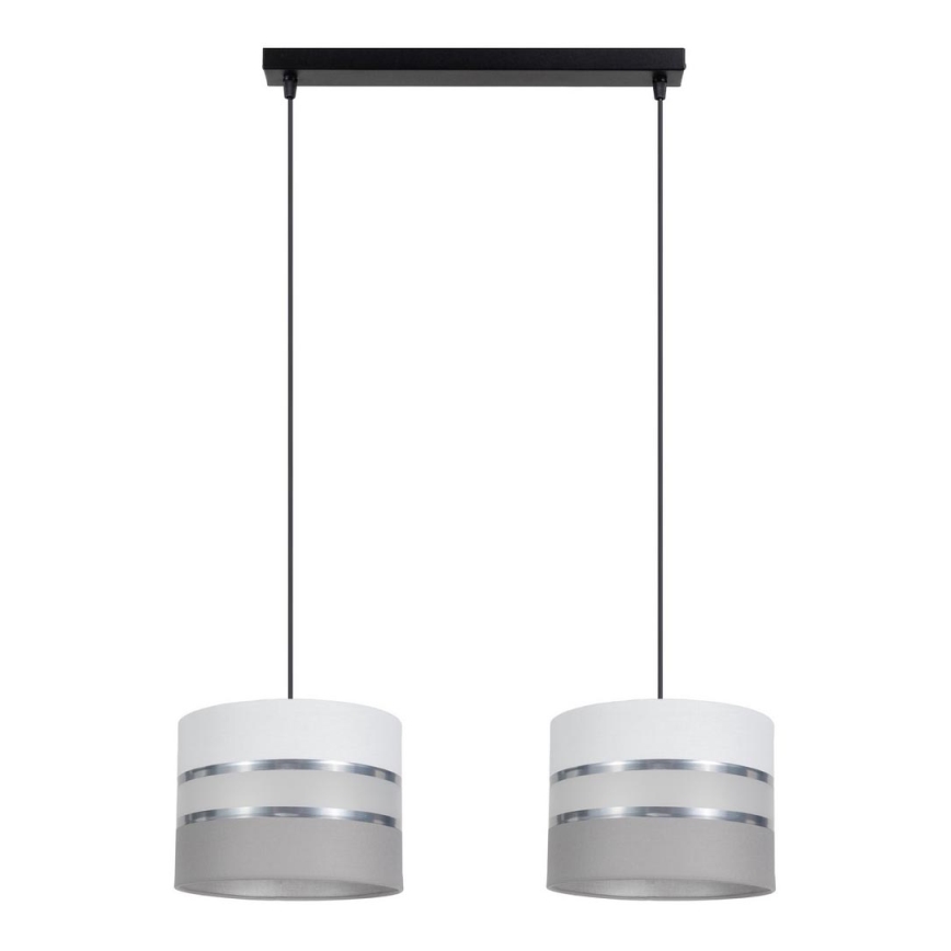 Lampadario su corda CORAL 2xE27/60W/230V bianco/grigio