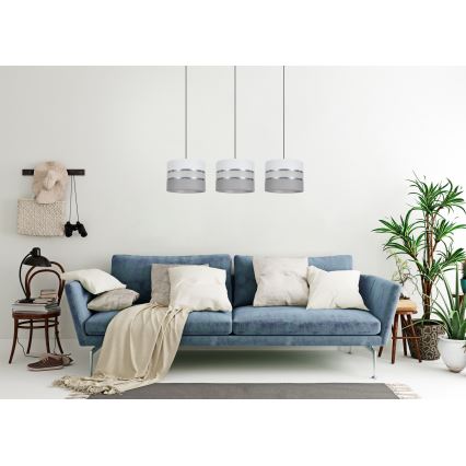 Lampadario su corda CORAL 3xE27/60W/230V  bianco/grigio