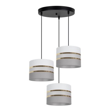 Lampadario su corda  CORAL 3xE27/60W/230V bianco/grigio