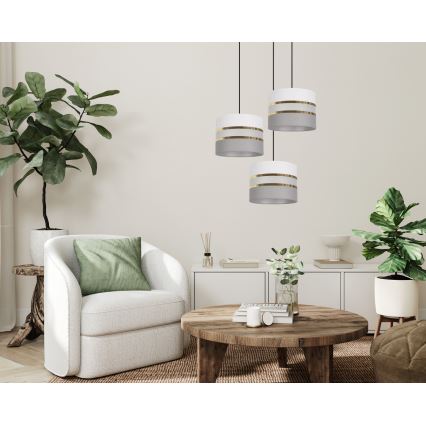 Lampadario su corda  CORAL 3xE27/60W/230V bianco/grigio