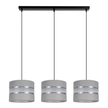 Lampadario su corda CORAL 3xE27/60W/230V grigio