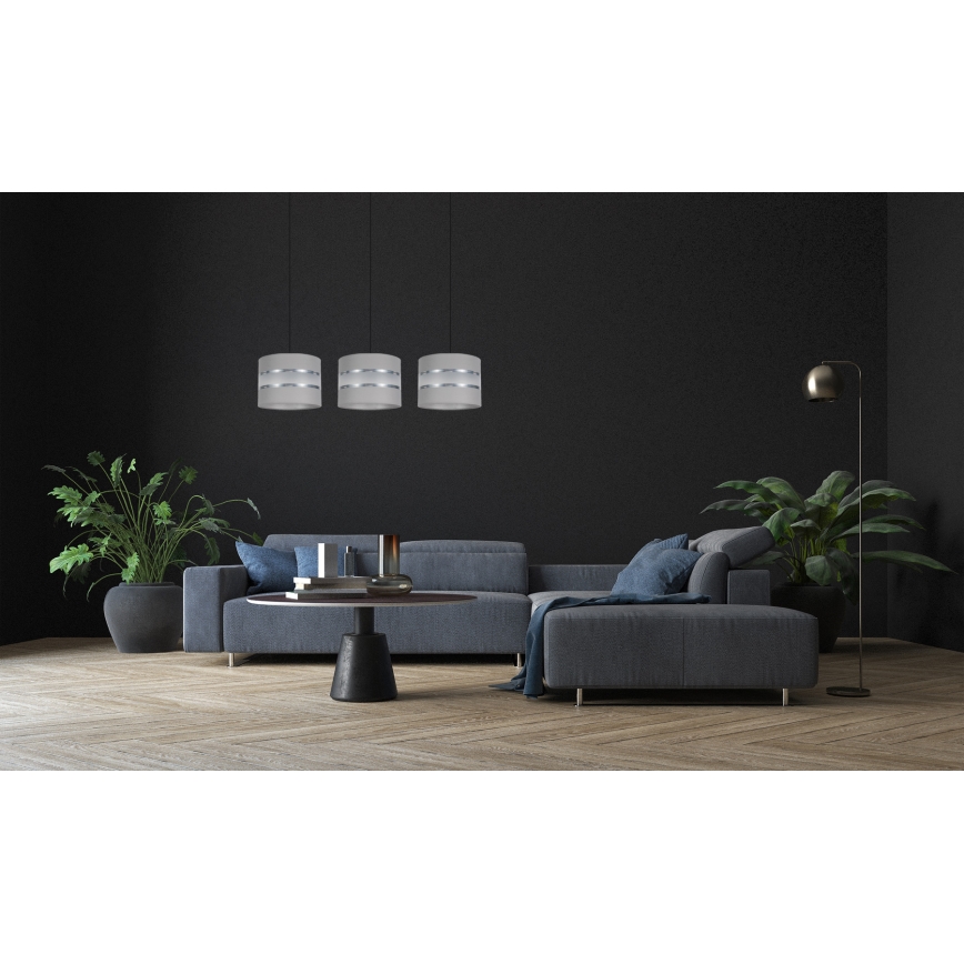 Lampadario su corda CORAL 3xE27/60W/230V grigio