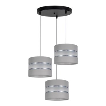 Lampadario su corda CORAL 3xE27/60W/230V grigio