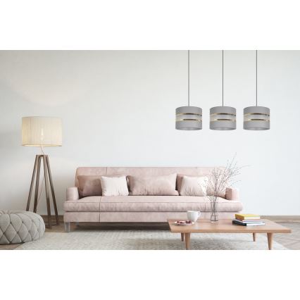 Lampadario su corda  CORAL 3xE27/60W/230V grigio