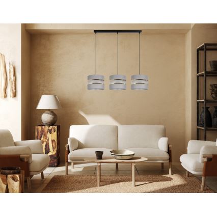 Lampadario su corda  CORAL 3xE27/60W/230V grigio