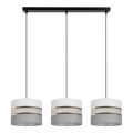 Lampadario su corda CORAL 3xE27/60W/230Vbianco/grigio