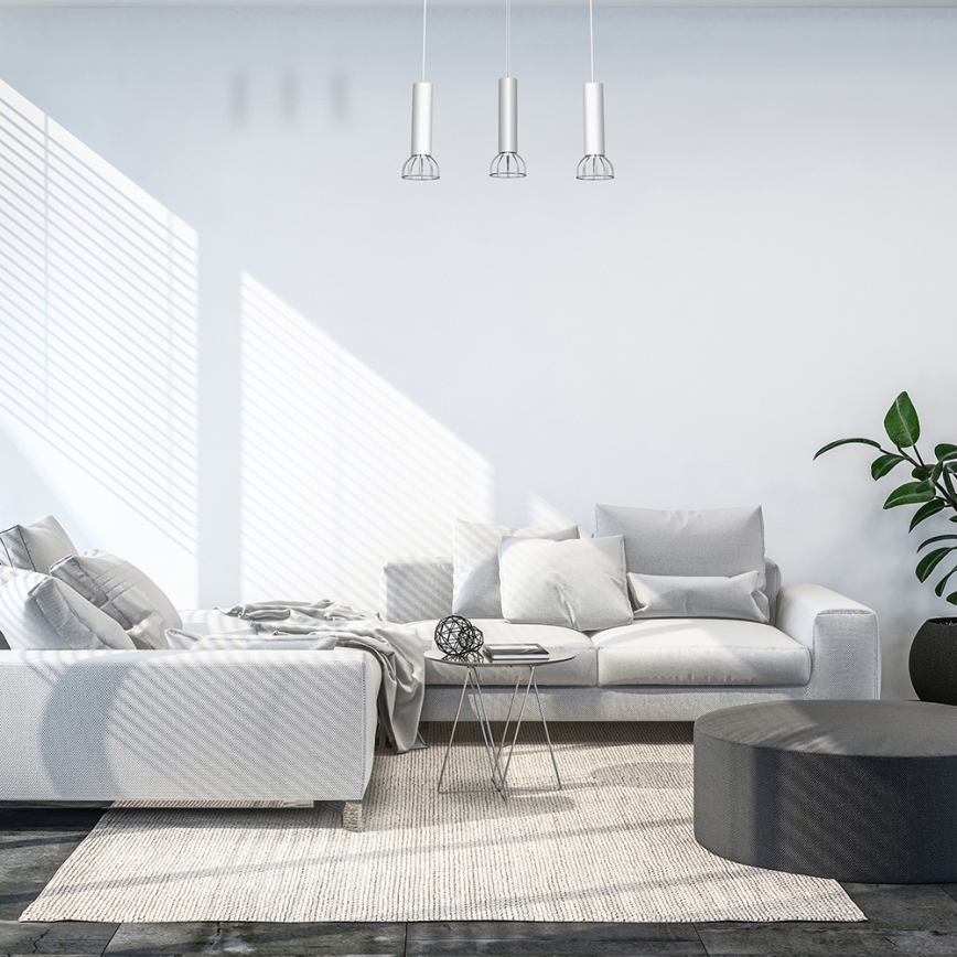 Lampadario su corda DANTE 3xGU10/25W/230V bianco/cromo lucido