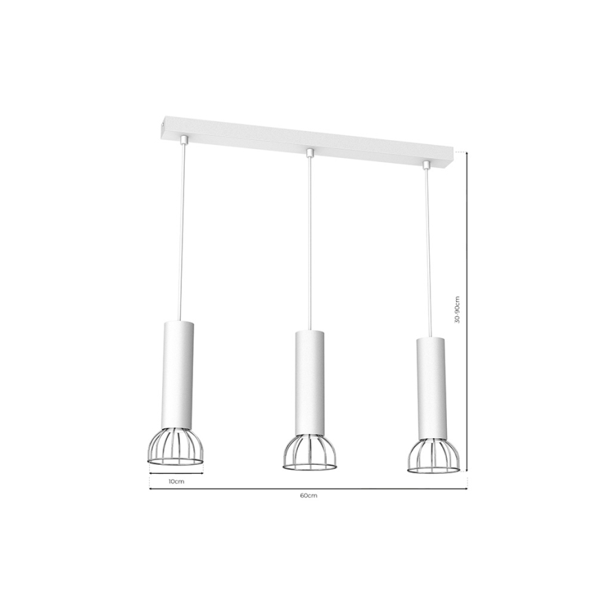 Lampadario su corda DANTE 3xGU10/25W/230V bianco/cromo lucido